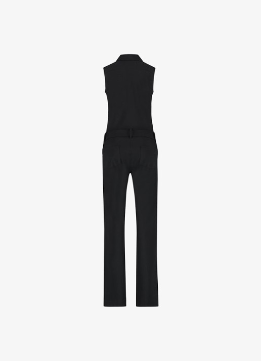 Studio Anneloes Angel straight fit jumpsuit van travelstof - achterkant zwart