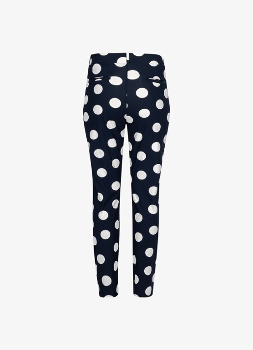 Studio Anneloes Anne high waist slim fit broek met stippenprint - achterkant blauw