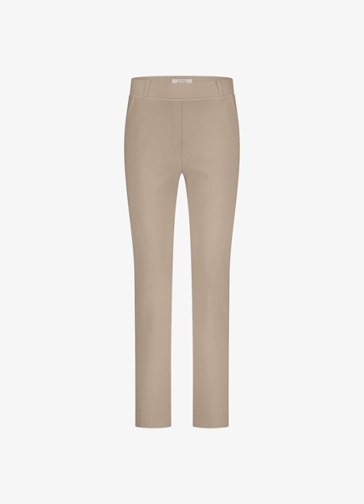 Studio Anneloes Anne high waist slim fit pantalon met steekzakken - voorkant lichtbruin