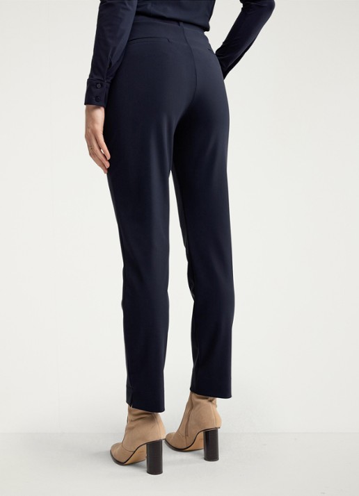 Studio Anneloes Anne mid waist cropped tapered fit pantalon met steekzakken - achterkant 3 donkerblauw