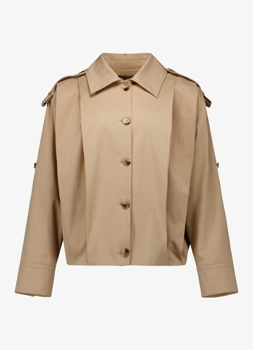 Studio Anneloes Atlas cropped single breasted trenchcoat met geplooid detail - voorkant 3 bruin