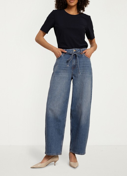 Studio Anneloes Babet high waist wide leg jeans met strikdetail - detail 3 lavendel