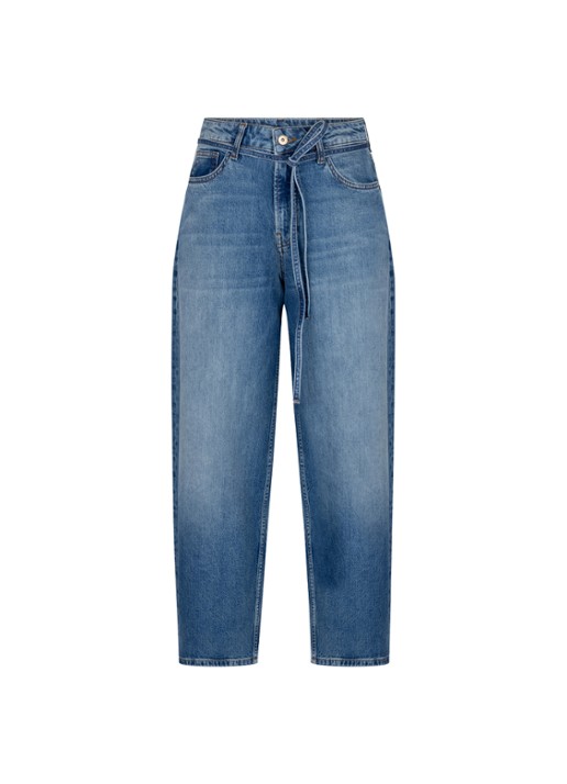 Studio Anneloes Babet high waist wide leg jeans met strikdetail - voorkant 4 lavendel