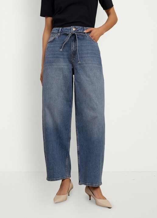 Studio Anneloes Babet high waist wide leg jeans met strikdetail - voorkant 5 lavendel