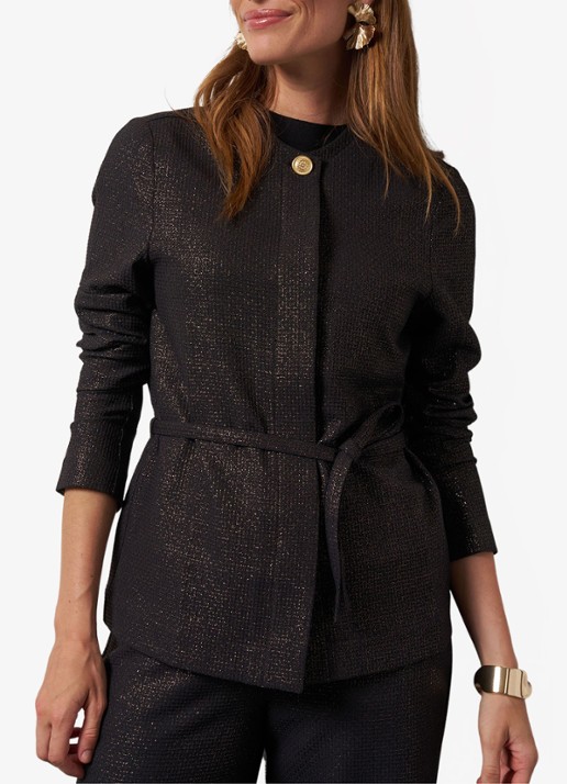Studio Anneloes Blazer met lurex en strikceintuur