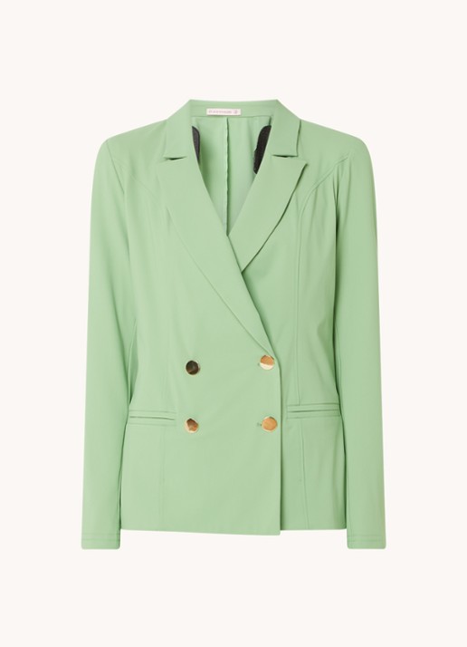 Studio Anneloes Blues Bonded double-breasted blazer van travelstof - voorkant 2 lichtgroen