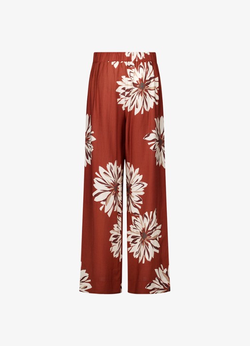 Studio Anneloes Bruce high waist wide fit palazzo broek met bloemenprint - detail 4 roestbruin