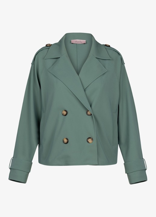 Studio Anneloes Cato trenchcoat met steekzakken - voorkant 3 groen