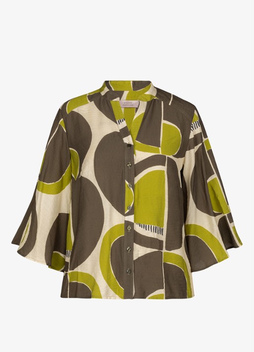 Studio Anneloes Cecil blouse met print - voorkant beige