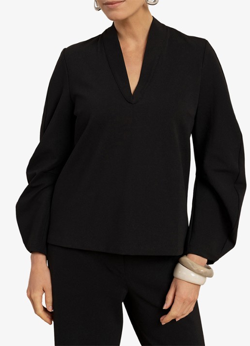 Studio Anneloes Cecilia top met V-hals - detail 4 zwart