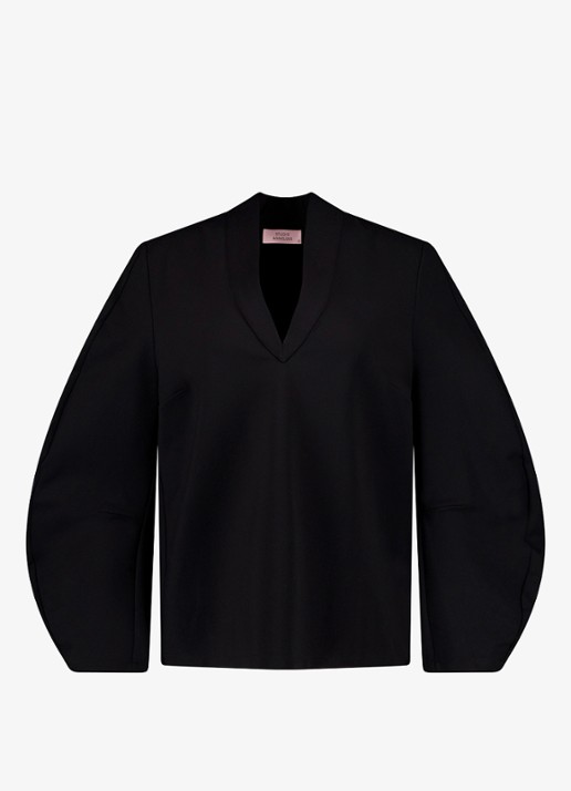 Studio Anneloes Cecilia top met V-hals - voorkant zwart
