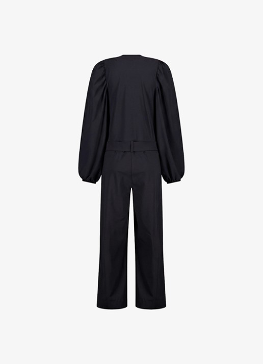 Studio Anneloes Cherie straight fit jumpsuit met strikceintuur - achterkant zwart