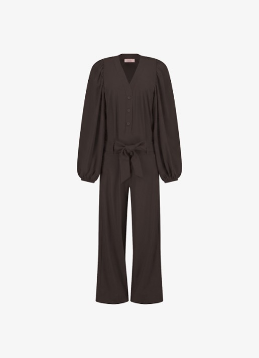 Studio Anneloes Cherie straight fit jumpsuit met strikceintuur - voorkant 3 lavendel