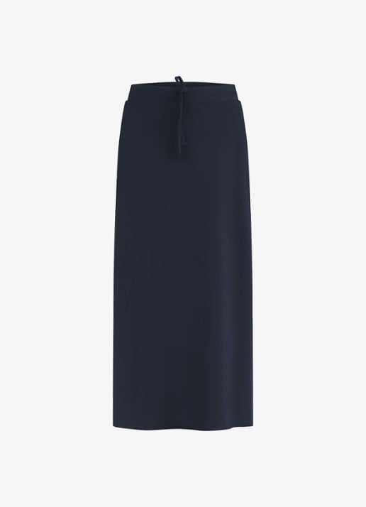 Studio Anneloes Chloe midi rok van travelstof - voorkant 3 donkerblauw