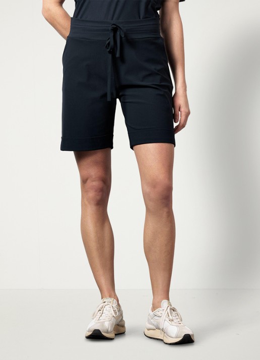 Studio Anneloes City mid waist wide fit korte broek van travelstof