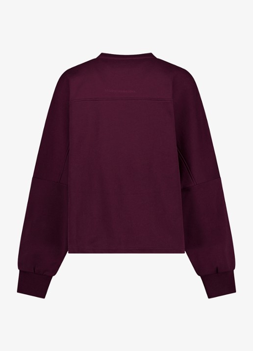 Studio Anneloes Costa ls round neck sweater - achterkant aubergine