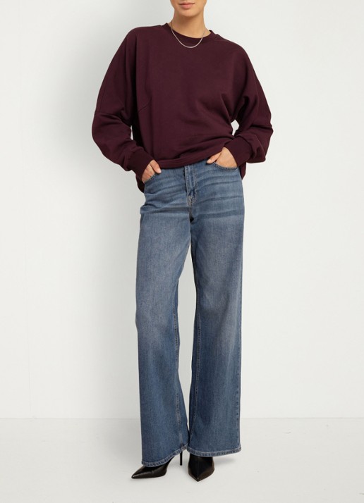 Studio Anneloes Costa ls round neck sweater - voorkant 5 aubergine