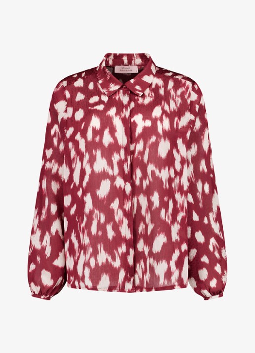 Studio Anneloes Diny blouse met print - voorkant cranberryrood