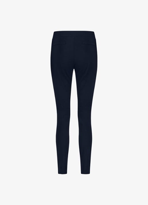 Studio Anneloes Downstairs high waist slim fit pantalon met trekkoord - achterkant 5 donkerblauw