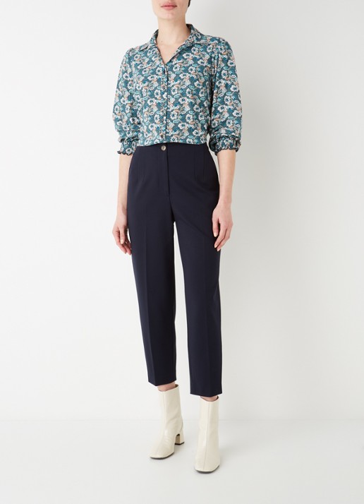 Studio Anneloes Edey blouse van travelstof met bloemenprint - voorkant 4 mint