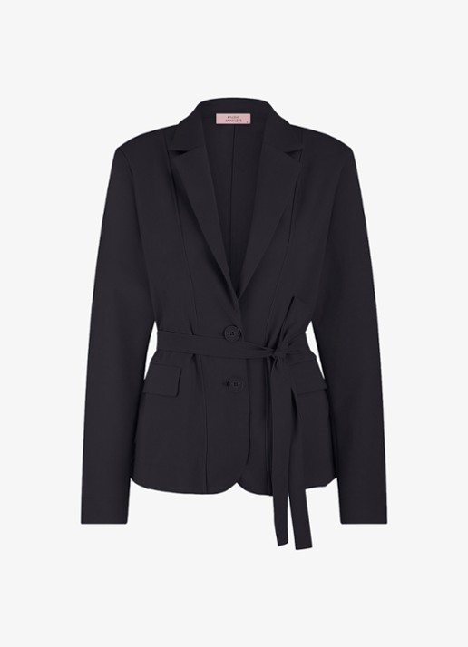 Studio Anneloes Elin blazer met strikceintuur - voorkant 2 turquoise