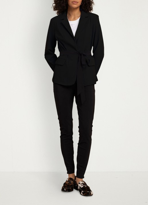 Studio Anneloes Elin blazer met strikceintuur - voorkant 3 turquoise