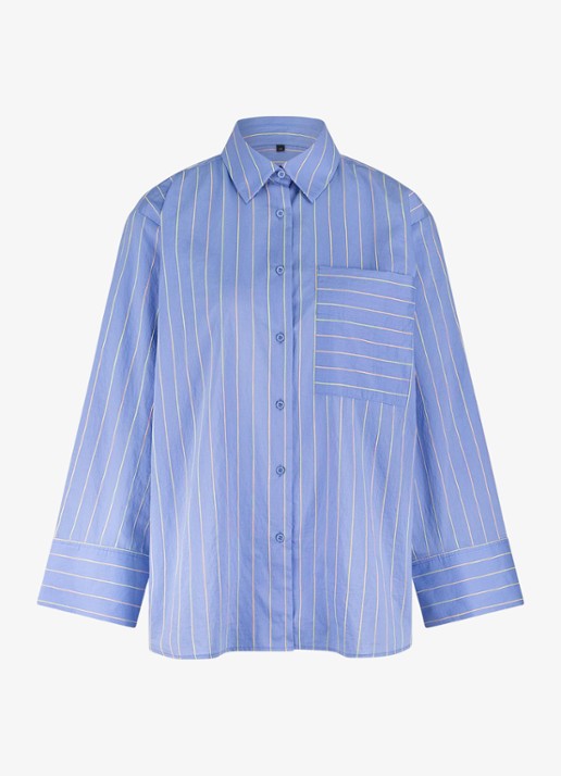 Studio Anneloes Erin blouse met streepprint - voorkant blauw