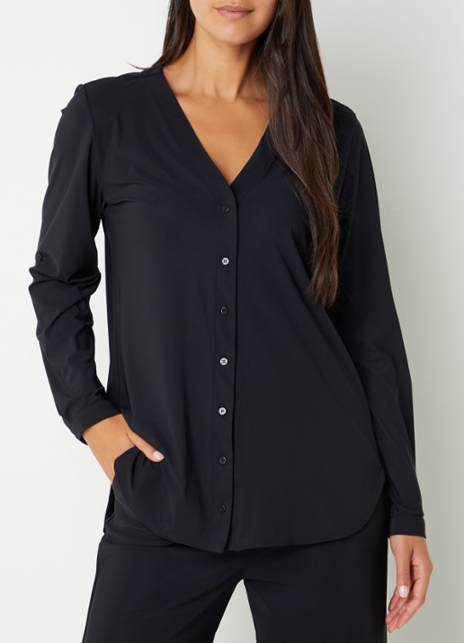 Studio Anneloes Evi blouse van travelstof - detail 3 zwart