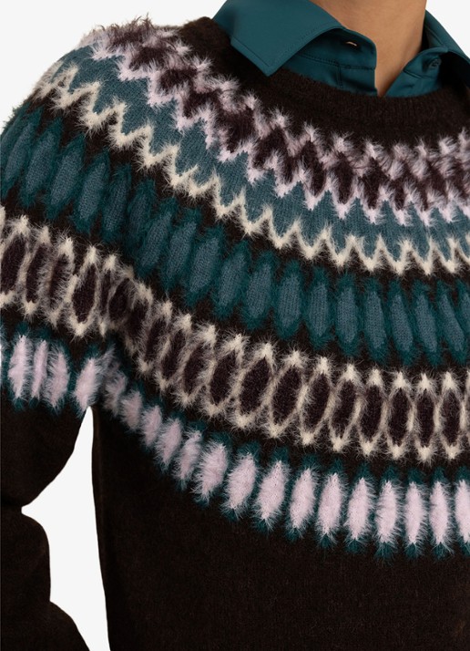 Studio Anneloes Femmy grofgebreide trui met grafische print - detail 5 multicolor