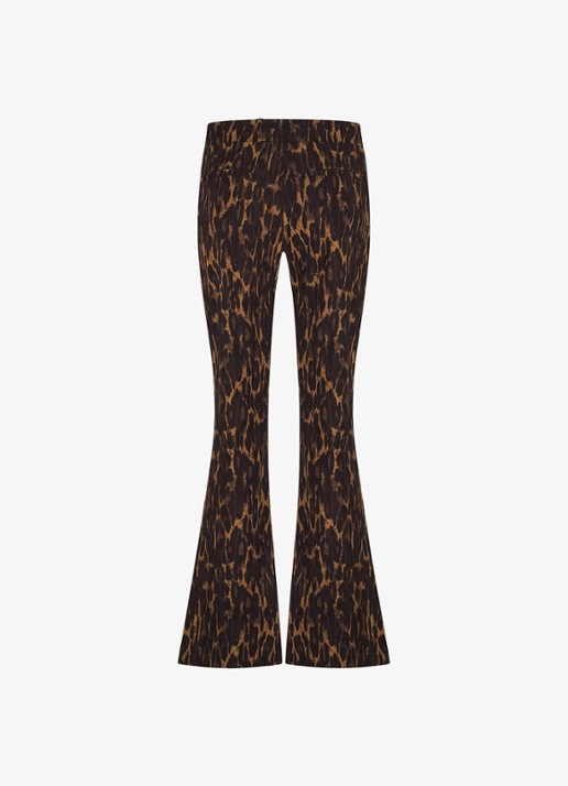 Studio Anneloes Flair mid waist flared fit broek met dierenprint - achterkant oranjebruin