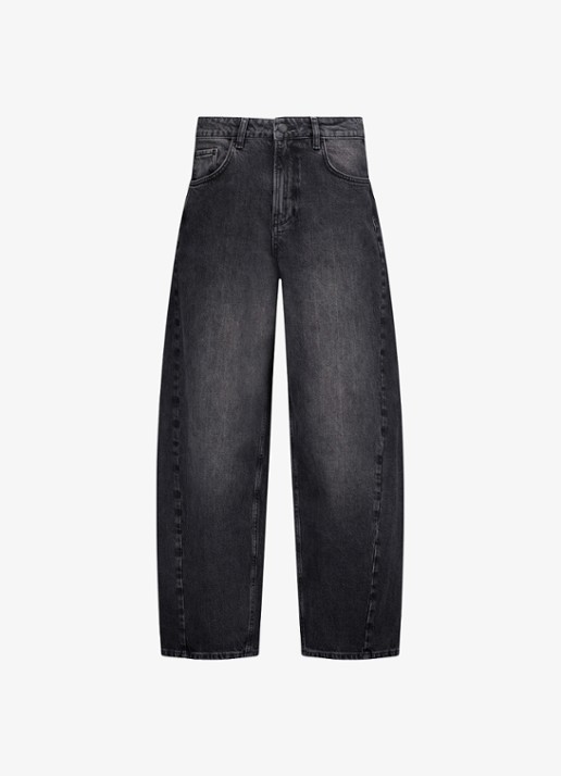 Studio Anneloes Frenkie high waist wide fit jeans met gekleurde wassing - voorkant 3 antraciet
