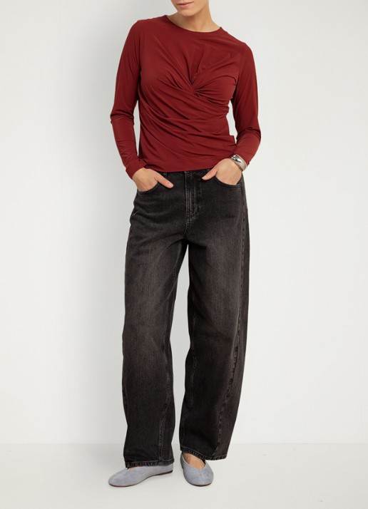 Studio Anneloes Frenkie high waist wide fit jeans met gekleurde wassing - voorkant 4 antraciet
