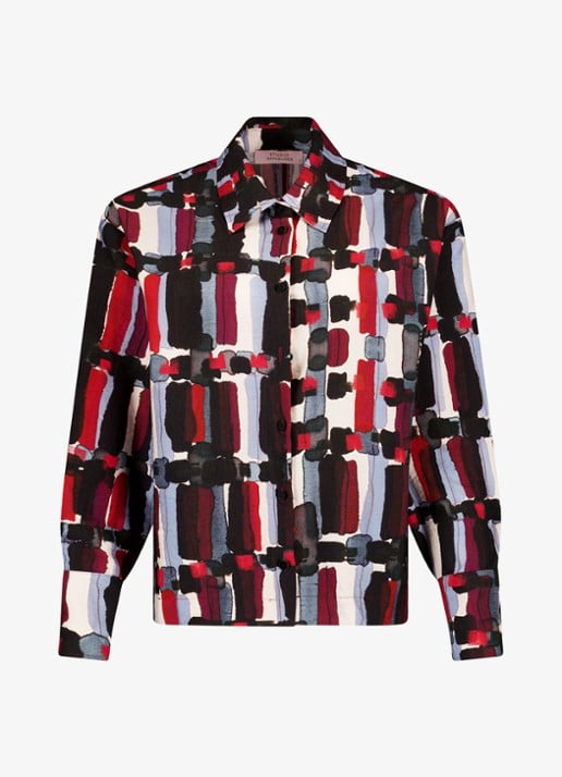 Studio Anneloes Gabby blouse met grafische print - voorkant 3 multicolor