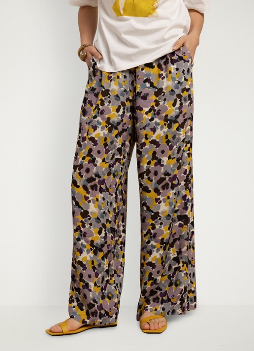 Studio Anneloes Grace high waist wide fit pantalon met bloemenprint