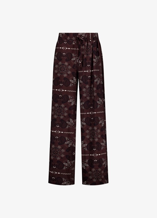 Studio Anneloes Grace mid waist straight fit broek met paisley print - voorkant 3 bruin