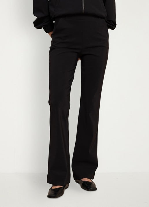 Studio Anneloes High waist flared fit pantalon met paspelzakken - detail 2 zwart