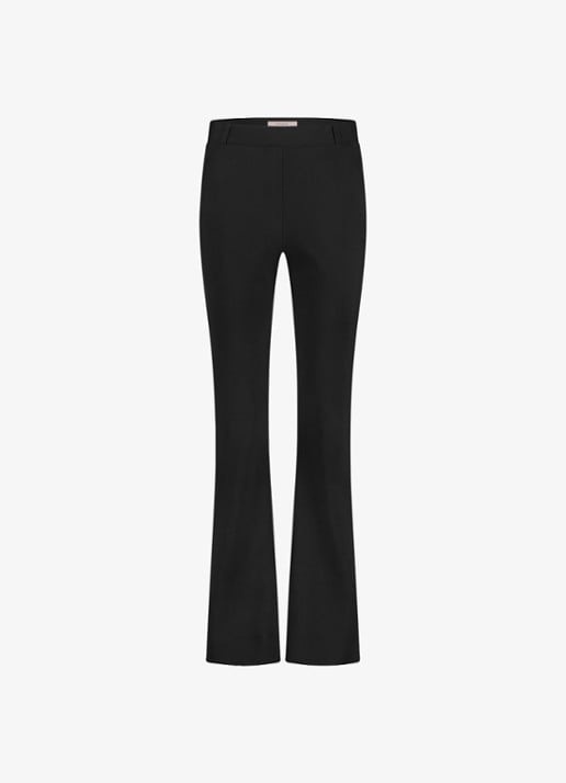 Studio Anneloes High waist flared fit pantalon met paspelzakken - voorkant 4 zwart