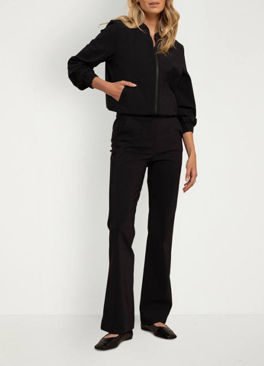 Studio Anneloes High waist flared fit pantalon met paspelzakken - voorkant 5 zwart