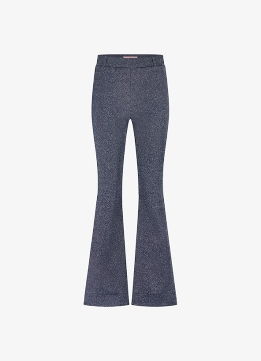 Studio Anneloes High waist loose fit pantalon met lurex - voorkant blauwgrijs