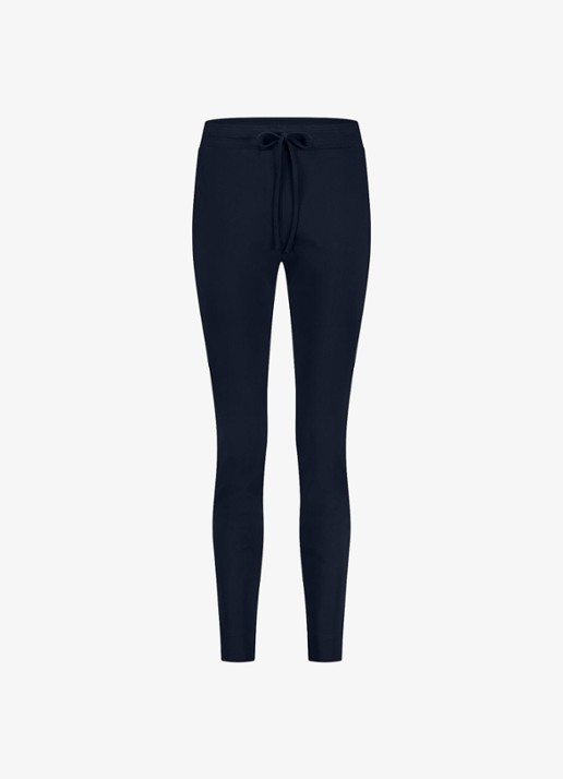 Studio Anneloes High waist tapered fit joggingbroek met steekzakken - voorkant 2 donkerblauw