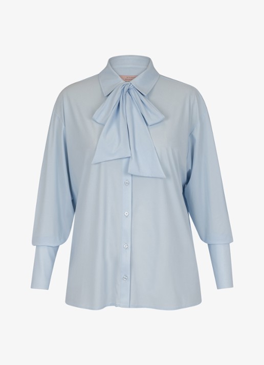 Studio Anneloes Hollis blouse met sjaalkraag - voorkant 2 blauw