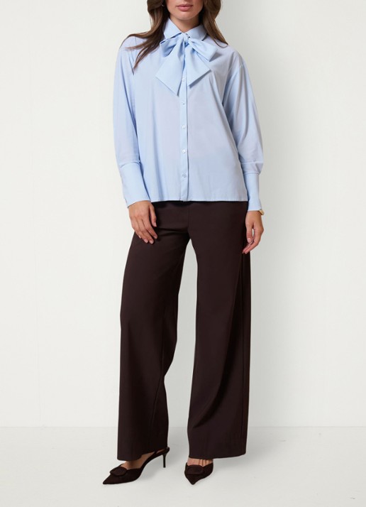 Studio Anneloes Hollis blouse met sjaalkraag - voorkant 3 blauw