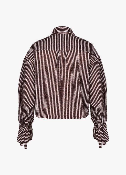 Studio Anneloes Ivara blouse met structuur en streepprint - detail 3 bruin