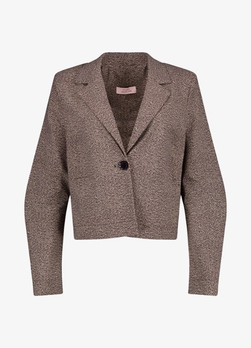 Studio Anneloes Jorine single-breasted blazer met tweed-look - voorkant taupe