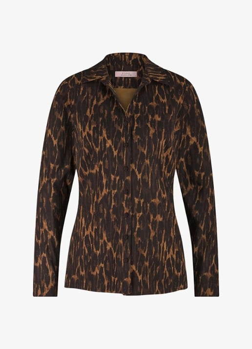 Studio Anneloes Kenia blouse met dierenprint - voorkant 4 oranjebruin