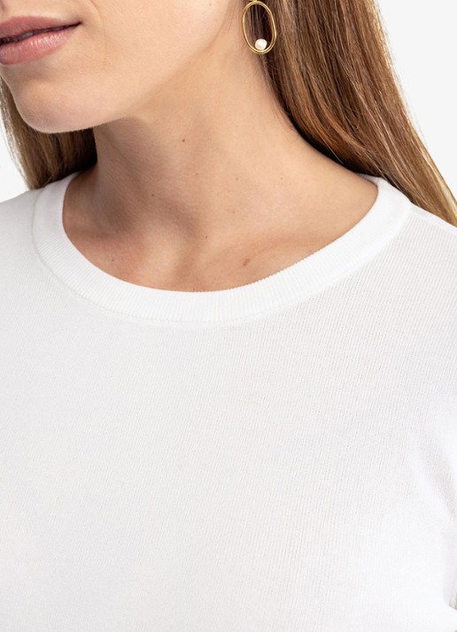 Studio Anneloes Lana fijngebreide pullover met ronde hals - detail 2 gebroken wit