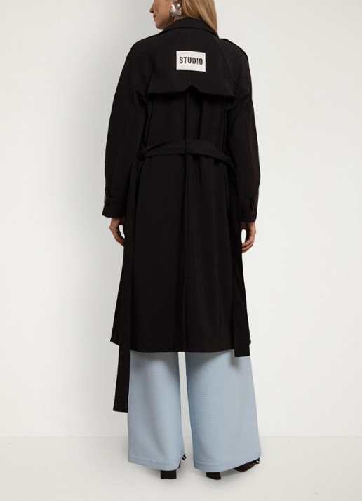 Studio Anneloes Laurine trenchcoat met strikceintuur - achterkant 5 zwart