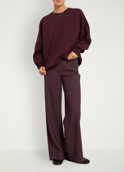 Studio Anneloes Lexie bonded trousers - voorkant 2 aubergine