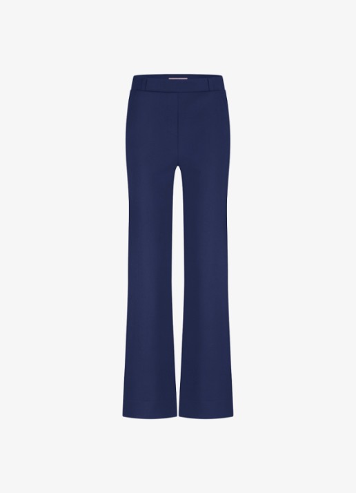 Studio Anneloes Lexie mid waist wide fit pantalon van travelstof - voorkant 4 donkerblauw