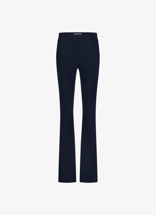 Studio Anneloes Long high waist flared fit broek met steekzakken - voorkant 2 donkerblauw